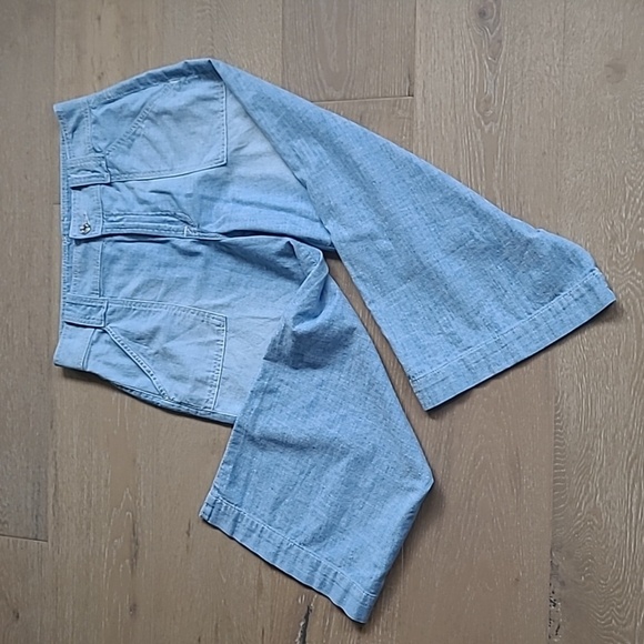 EUC 7 For All Mankind Pants Women's sz 29 Wide Leg 100% Cotton Crop Pant - Picture 1 of 11